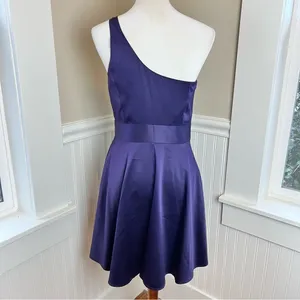 The Limited Purple One Shoulder Rosette Satin Cocktail Dress Size 6 thumbnail 11