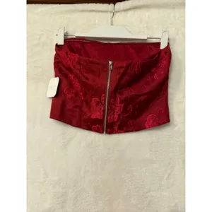 Altar'd State NWT Red Floral Brocade Corset Tube Top Strapless Small Holiday thumbnail 8