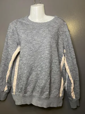 Billabong Sweater Womens Small Gray Contrast Stripe Sleeve Crewneck Pullover thumbnail 2