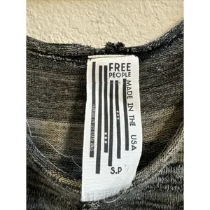 Free People Green Striped Boxy Scoop Neck Lightweight Slouchy Sweater Knit Top L thumbnail 6