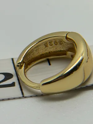 925 Silver in Yellow gold plated hoops Earrings thumbnail 3