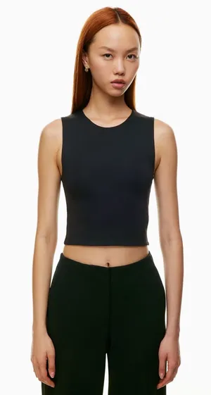 Babaton Black Cropped Tank Top thumbnail 1