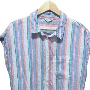 Orvis Women's Short Sleeve Linen Blend‎ Button-Up Shirt Size Medium thumbnail 5