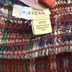 American Eagle Womens Plaid Square Neck Smocked Crop Top Small Holiday‎ Heritage thumbnail 8
