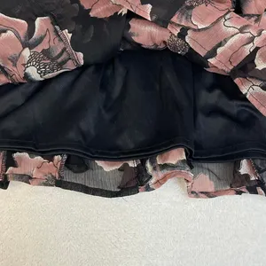 Wet Seal Black and Pink Floral Ruffled Mini Skirt with Shorts Size L thumbnail 3
