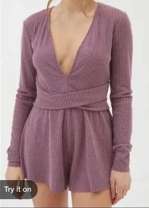 Urban Outfitters Purple Ribbed Romper thumbnail 1