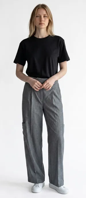 Topshop Gray Wide Leg Pinstripe Pants 6 NWT Trousers High Waisted Professional thumbnail 1