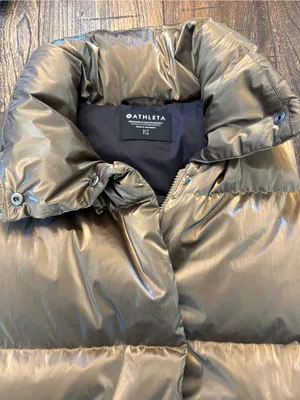 Athleta Downtown Metallic Vest Womens S Bronze Gold Down Puffer Quilted thumbnail 8