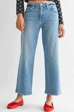 Just Black Denim Slim Cropped Wide Leg Mid Rise Jeans Blue 26 thumbnail 1