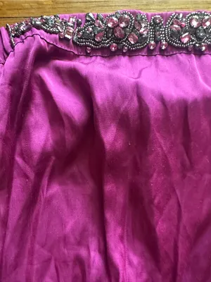 Bebe Purple Strapless Satin Jumpsuit Beaded Tube Jogger Size 00 Glam Party thumbnail 8