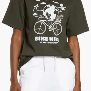 Nike Bike Nike Women’s Earth Day T Shirt White Graphic Boyfriend Tee Sz M thumbnail 2