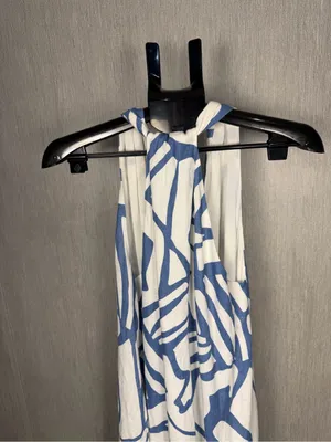 Banana Republic Blue and White Printed Halter Midi Dress thumbnail 7