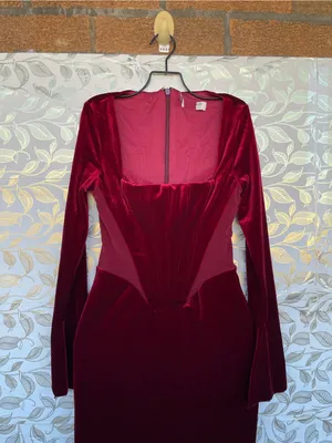 House of CB Solaine Velvet Corset Gown S Burgundy Gothic Vampire thumbnail 9