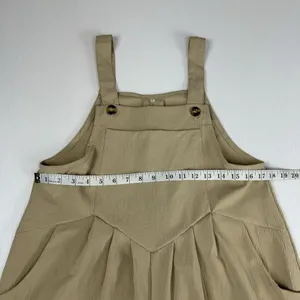 Tan Overalls Baggy Jumpsuit Sleeveless Wide Leg Romper Size Medium Lightweight thumbnail 3