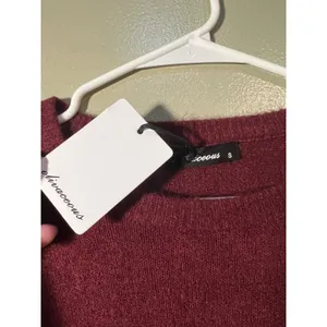 Olivaceous Women's Size Small Knit Top Long Sleeve Tie Front Burgundy Soft thumbnail 8