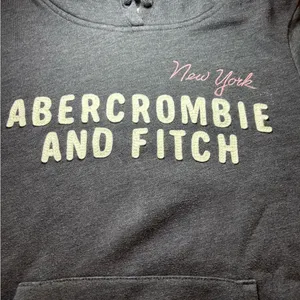 Abercrombie & Fitch New York Logo Hoodie Sweatshirt | Vintage Y2K Gray Medium thumbnail 7