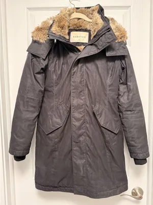 Babaton Oskar Parka Black Goose Down Waterproof Winter Coat Faux Fur Hood XS thumbnail 1