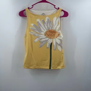 Urban Outfitters Tank SZ Small NEW Mercedes Daisy Graphic BoatNeck Yellow Y2K thumbnail 14