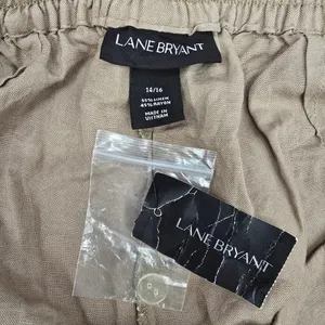 Lane Bryant Tan Linen Flat Front Bermuda Bottoms Pants Shorts Plus‎ 14/16 thumbnail 5