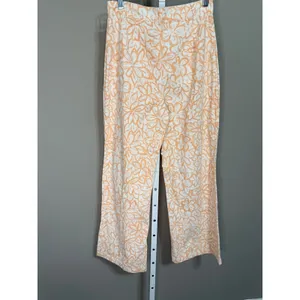 Free People Love So Right Wide Leg Pants Peach Floral Size 8 Boho Coastal Resort thumbnail 6