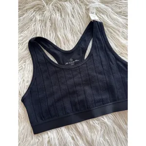 Aerie Cozy Class Ribbed Knit Sports Bra True Black Size Large thumbnail 3