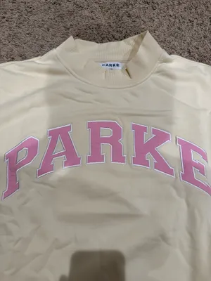 Parke varsity mockneck sweatshirt summer land yellow and pink L/XL thumbnail 3