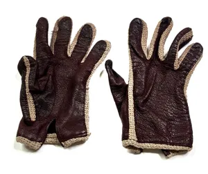 Aigner Vintage Driving Gloves Brown Leather Crochet Made in Italy Size 6.5 /XS/S thumbnail 1