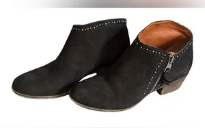Lucky Brand Black Suede Ankle Booties with Studded Detail thumbnail 1