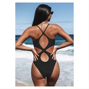 NWT Cupshe Kasey Black Cutout Back One Piece Swimsuit thumbnail 14