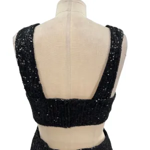 Ieena for Mac Duggal Jumpsuit 26691 Sequin Cut Out Wide Leg‎ Black Size 4 thumbnail 9