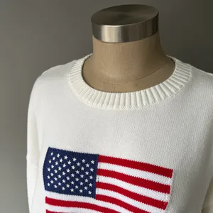 Orange Kiss Essentials American Flag Knit Sweater Ralph Lauren Inspired Size XL thumbnail 2