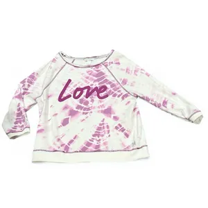 Victoria's Secret White Purple Pink Slouchy Pullover Sweatshirt Wide Neck Top M thumbnail 3