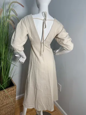 Commence Cotton & Linen Button-Front Knotted Long Dress size XS thumbnail 9