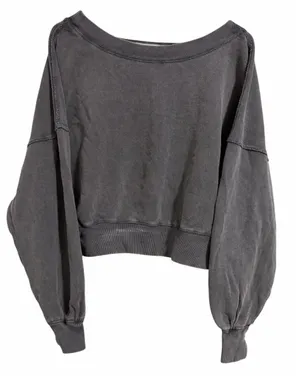 Free People‎ Take Me Back Pullover Charcoal Women's Size XS thumbnail 1
