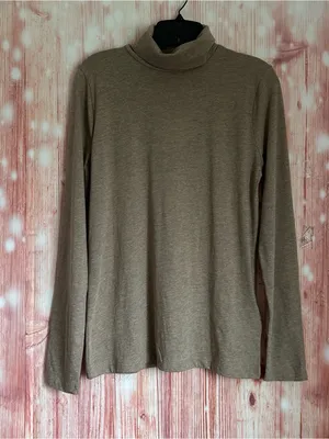 J. Crew Mocha Brown Slim Fit Tissue Turtleneck Long Sleeve Top Size S NWT thumbnail 1
