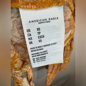American Eagle‎ Viscose Floral V-Neck Cropped Hem Bell Sleeves Boho Top Size XS thumbnail 7