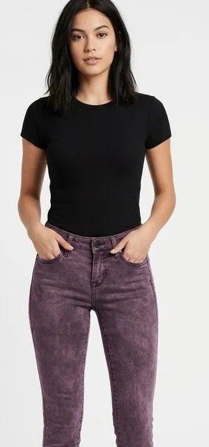 Celebrity Pink Deep Purple Low Mid Rise Skinny Ankle Jeans Denim 25 Retro 90s thumbnail 1