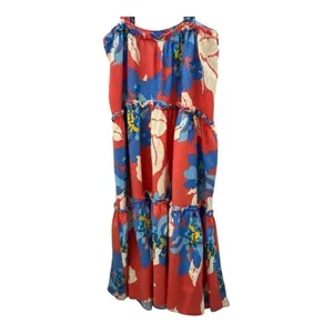 Free People Moonshine Tiered Midi Vibrant Coral Floral Sundress thumbnail 5