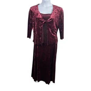 VTG Y2K 90s Fashion Bug Crushed Velvet Gothic 2-Piece Set Skirt Set M Burgundy thumbnail 5