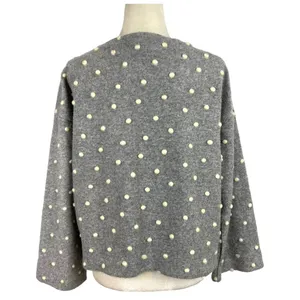 Madewell AG245 Texture & Thread Boxy Bobble Cropped Cardigan Small Polka Pom thumbnail 12