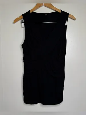 Free W/ Purchase Ann Taylor Black Top Size medium Sleeveless V Neck Ruched thumbnail 2