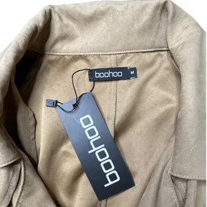 boohoo Tan Faux Suede Trench Coat M NWT Oversized Belted Minimalist thumbnail 7