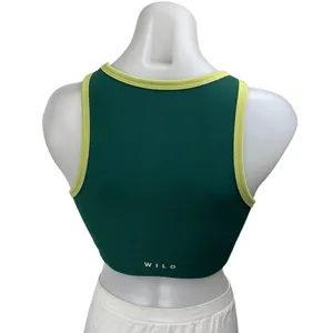 Wilo Women's Green Rib Knit Sleeveless Racerback Sports Bra Crop Tank Top Size M thumbnail 2