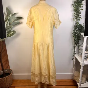 New Ontre Maxi Shirtdress Sz M Butter Yellow Dress Short Sleeves thumbnail 6
