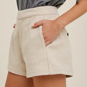 Wishlist‎ Size M Matching Blazer & Short Set Tan Cream Checkered Neutral Office thumbnail 15