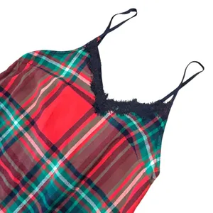 Aerie Plaid Lace Trim Nightgown Chemise Sleepwear Coquette Tartan Cottagecore thumbnail 2