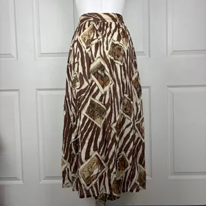 Vintage Leslie Fay Safari zebra print cotton midi skirt thumbnail 10