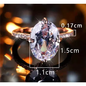 NEW‎ Women's 6Ct Yellow Gold Plated Silver Oval Simulated Diamond Ring thumbnail 8