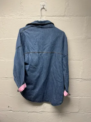 NWT Boutique Brand Denim Button Up Blue thumbnail 4