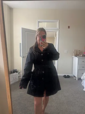 Belted Rain Jacket/Trench Black Size L thumbnail 2